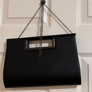 Jessica McClintock Black Clutch with Chain Handle